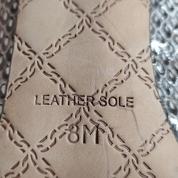 L.A.M.B. Prissy 8 M Tan Snake Print Leather Round Toe 5" Stiletto High Heels - Picture 12 of 13